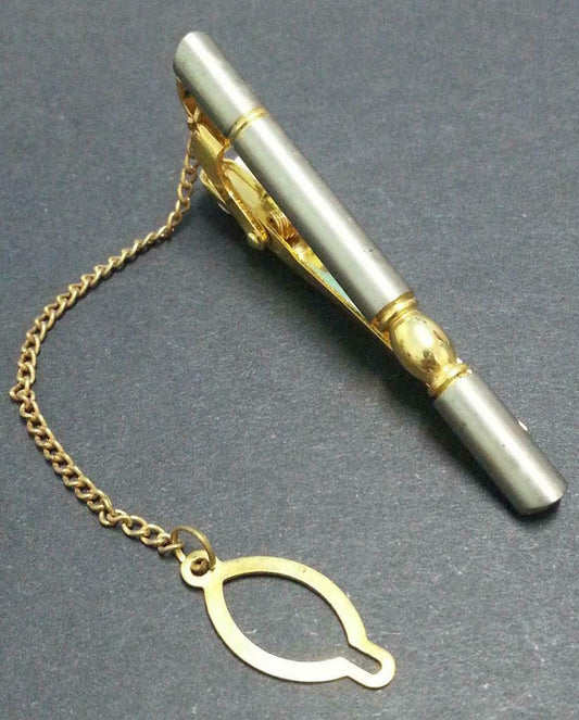No Brand Rare Singapore Gold & Silver Tone Men's Tie Clip (B300)