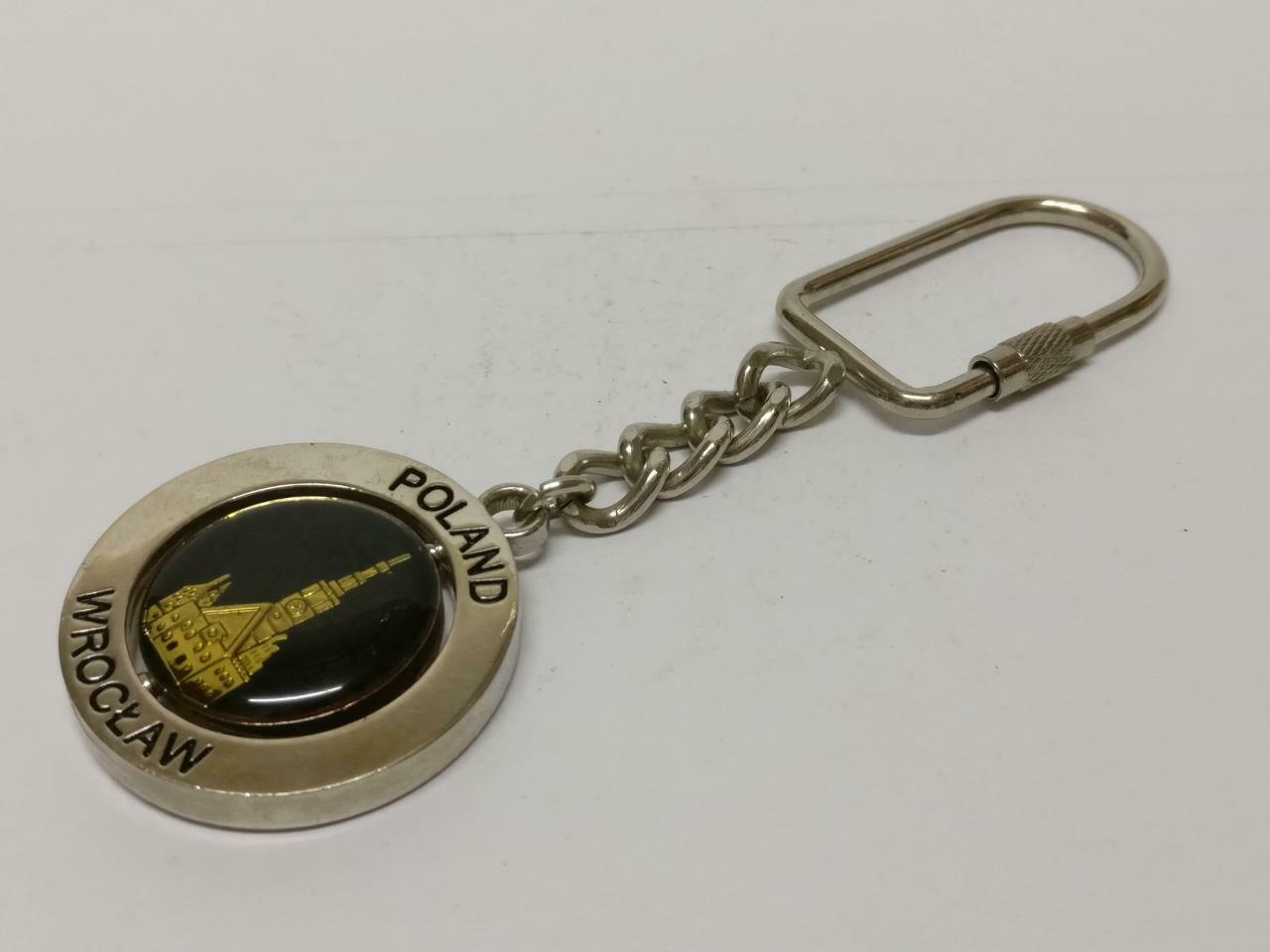 LP888 Vintage Poland Wroclaw Metal Silver Tone Souvenir Keychain Keyring F/S (B694)