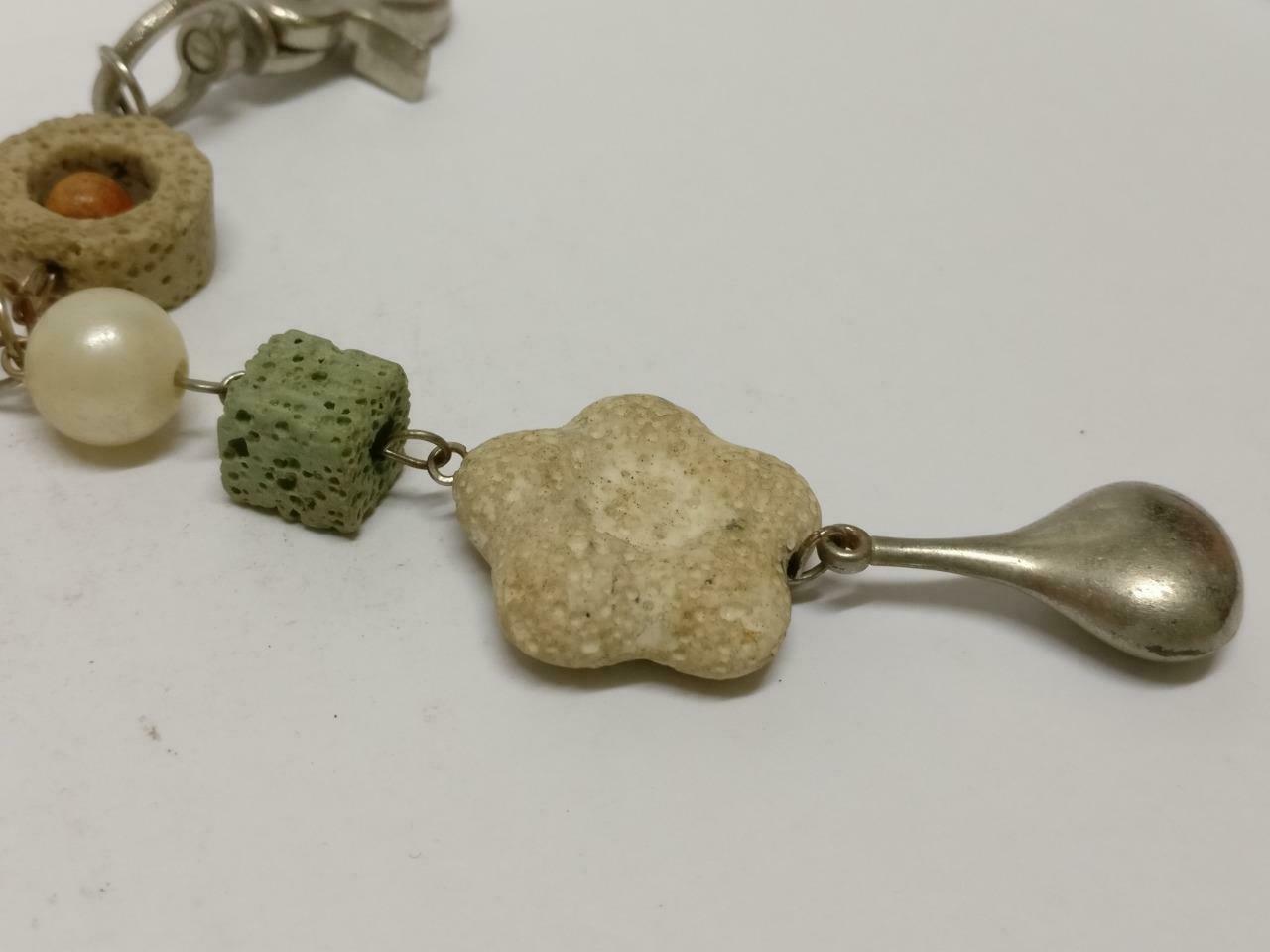 LP888 Rare Vintage Star Faux Pearl Flower Bag Multi Charms Keychain Keyring F/S (B834)