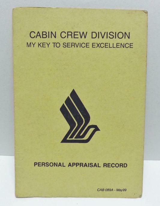 Vintage Singapore Airlines SIA Cabin Crew Personal Appraisal Record Card (AC271)