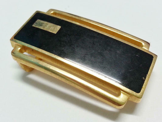 Rare Vintage Retro Stainless Steel Gold Plated Belt Buckle (B409)