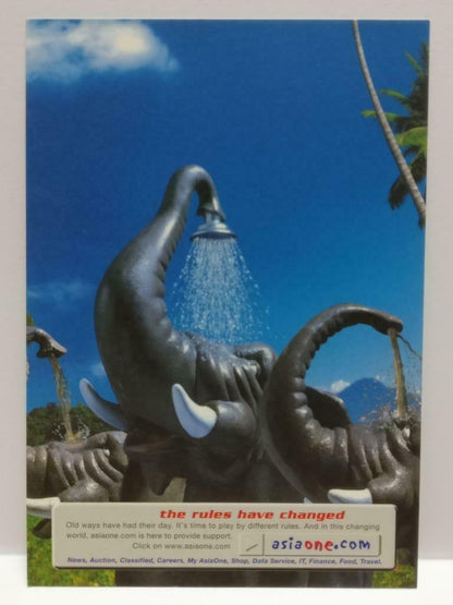 LUCKYPIGEON888 Asiaone Elephants Showers 2000 Singapore Ad Postcard (E0182)