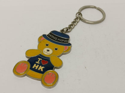 LP888 Vintage I Love Hong Kong Cute Bear With Hat Metal Keyring Keychain F/S (B784)
