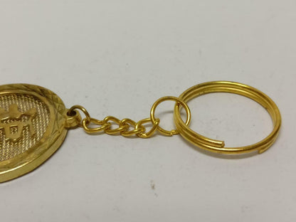 LP888 Traditional Chinese Fu Good Blessing Gold Tone Metal keyring Keychain F/S B774
