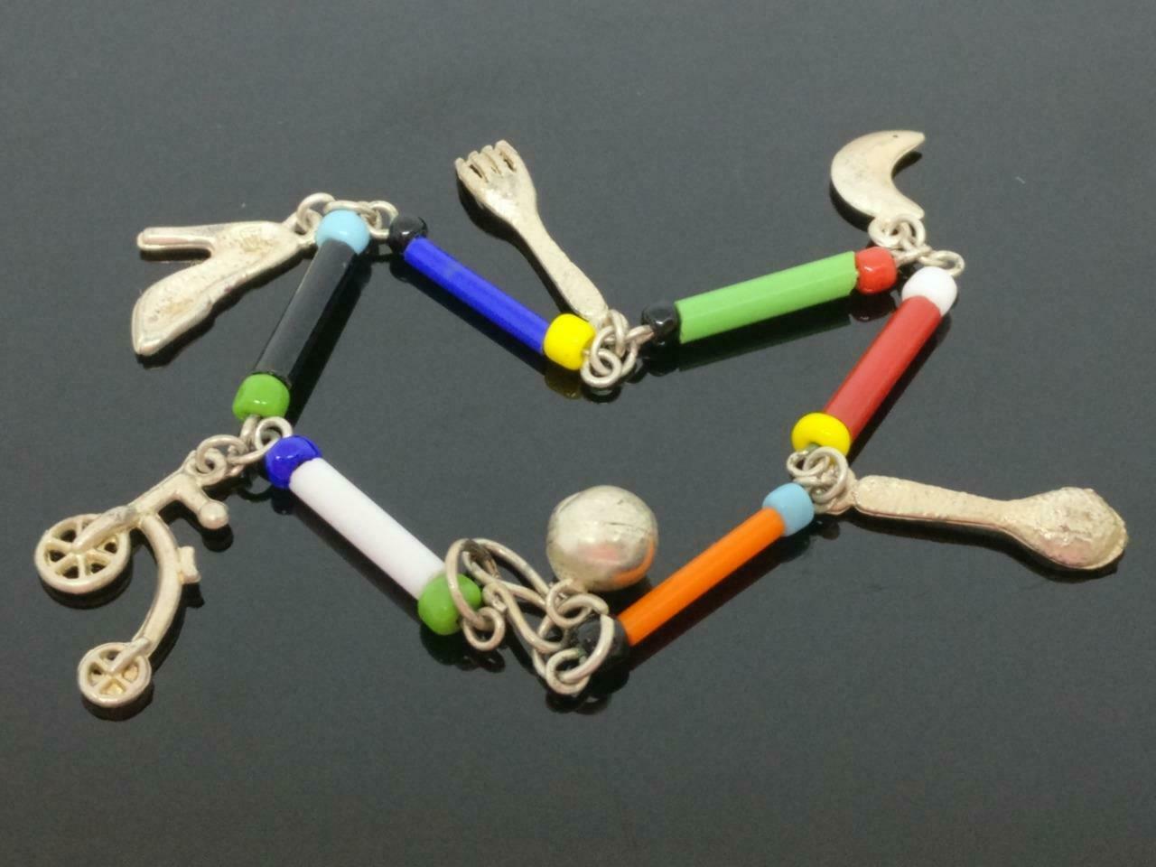 CJ888 Beautiful Vintage Heels Fork Spoon Moon Bike Mix Charm Bracelet F/S (J685)