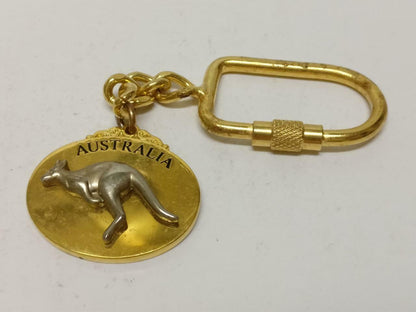 LP888 Australia Kangaroo Silver Gold Tone Metal Souvenir Keychain Keyring F/S B787