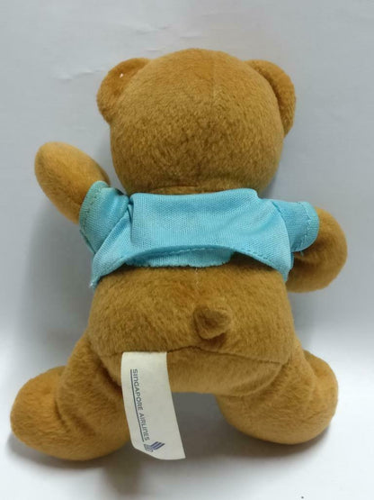 Singapore Airlines SIA Blue Shirt Brown Teddy Bear 5" Plush Toy F/S (PTY050)