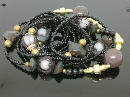CJ888 Vintage Beautiful Flower Round Beads Women Art Necklace F/S (J585)