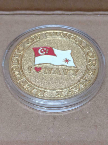 Singapore Navy ASSeT Trooper Gold Color Sourvenir Coin With Case (A1918)