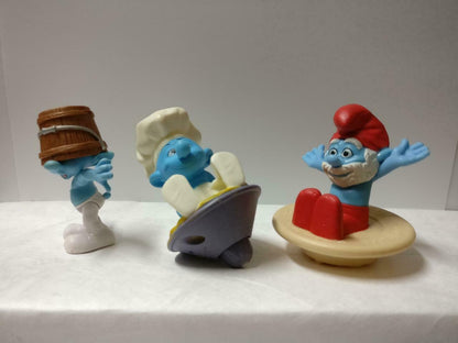 McDonalds Smurfs Bucket Spin Ball Cute Figure Toys x8 Lot F/S (FTY008) *G