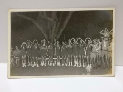 Vintage Singapore Scouts Girl Boy Students At Camp Dance Candid B&W Photo (P508)