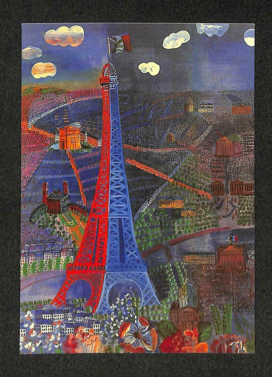 LUCKYPIGEON Paris Eiffel Tower Colorful France Postcard (C1515)