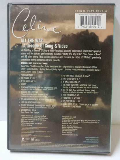 Celine Dion All The Way...A Decade Of Song & Video 2000 DVD (CD893)
