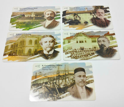 Used Vintage Singapore Phone Cards x5 Famous Singapore People Building (A408)