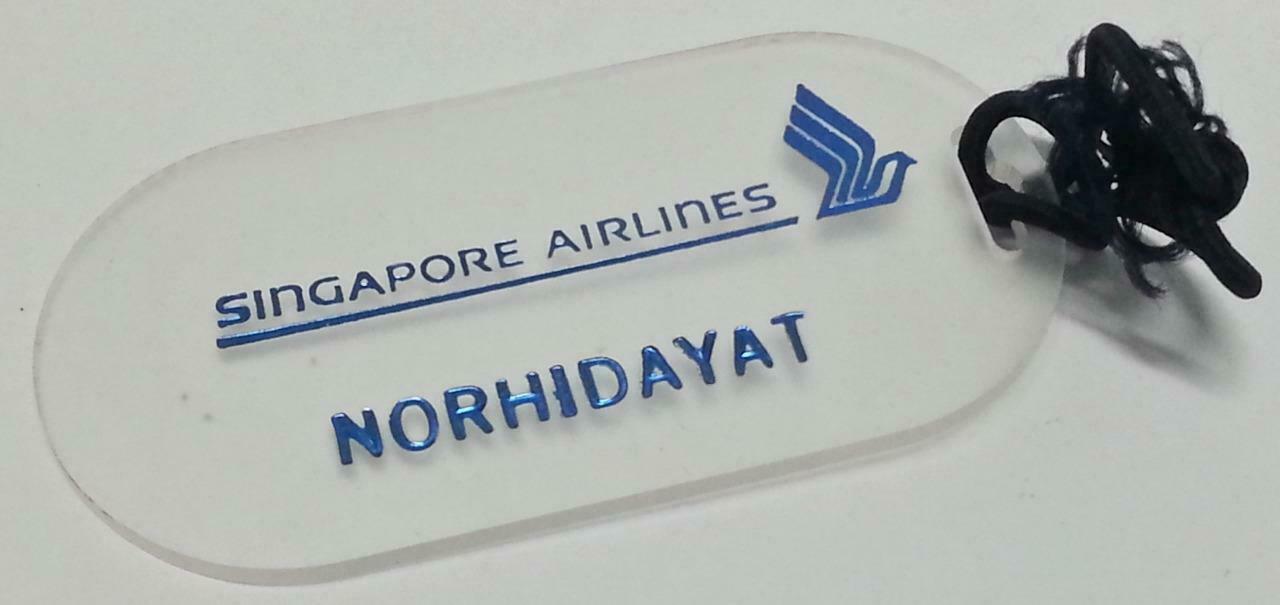 SIA Singapore Airlines Name Transparent Luggage Tag With Rubber Band F/S (B021)