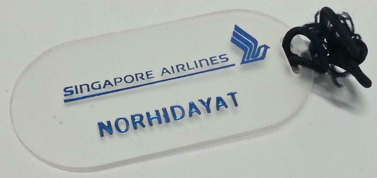 SIA Singapore Airlines Name Transparent Luggage Tag With Rubber Band F/S (B021)