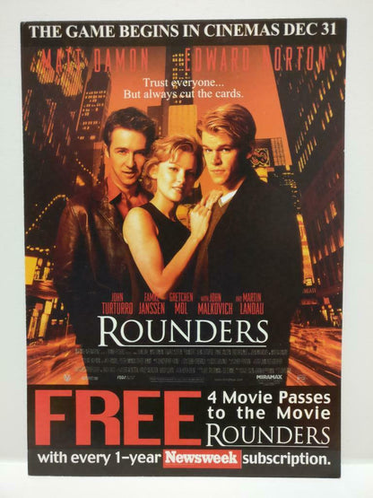 LUCKYPIGEON888 Movie Rounders Matt Damon Singapore Ad Postcard (E0366)