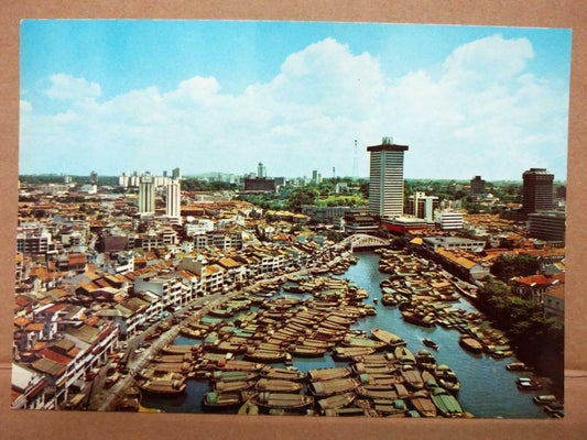 LUCKYPIGEON Singapore River Bumboats Barges Warehouse Postcard (C2025)