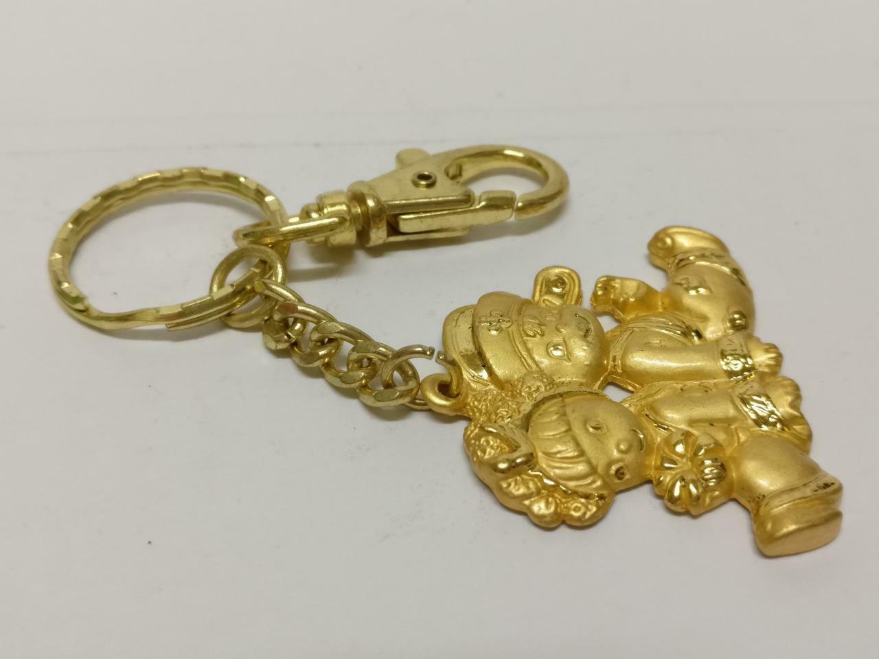 LP888 Vintage Oriental Couple Wedding Gold Tone Metal Keychain Keyring F/S (B659)*