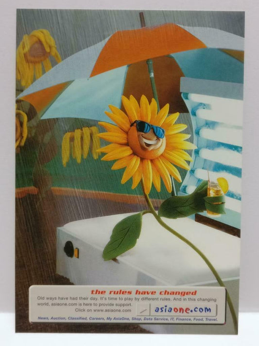 LUCKYPIGEON888 Asiaone Sunflower Umbrella 2000 Singapore Ad Postcard (E0181)