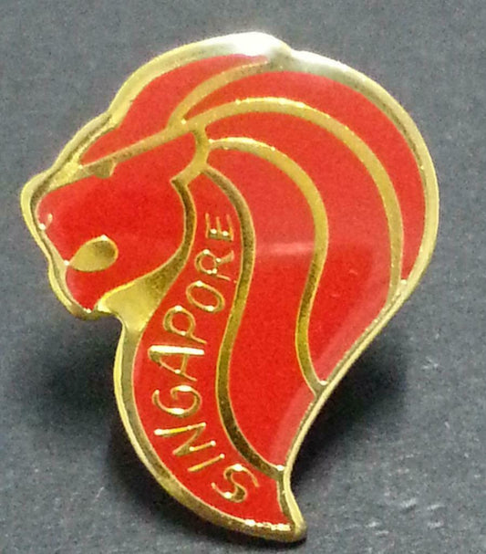 Rare Vintage Singapore Merlion Head Logo Pin Badge (B281)