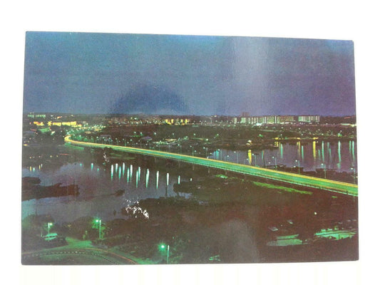 Night View Of The Merdeka Bridge Singapore Postcard (AC094)