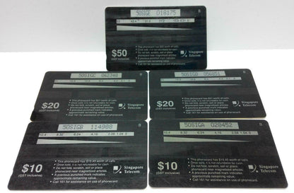 Used Vintage Singapore Phone Cards x5 Funny Singtel Cartoons (A422)