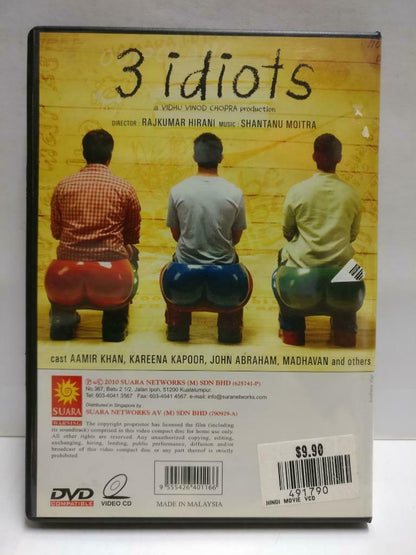 India Bollywood Hindi Movie 3 Idiots Aamir Khan Madhavan Malaysia 3x VCD CD1023