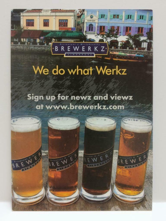 LUCKYPIGEON888 Brewerkz Beer Glasses Mug 2006 Singapore Ad Postcard (E0202)