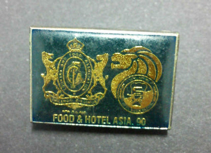 Rare Vintage Singapore Food & Hotel Asia 1990 Pin Badge F/S (B232)