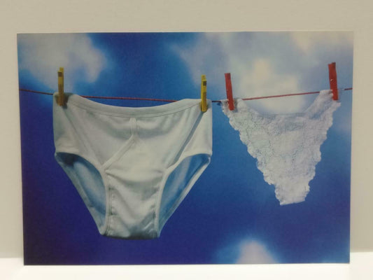 LUCKYPIGEON888 Woman Tongs Lingerie Man Brief 1998 Singapore Ad Postcard (E0205)