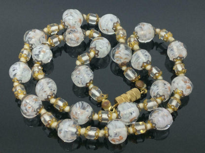 CJ888 Beautiful Clear White Beads Jewelry 18" Estate Necklace F/S (J519)