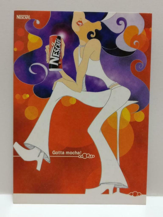 LUCKYPIGEON888 Nescafe Mocha Retro Woman Art 2001 Singapore Postcard (E0134)