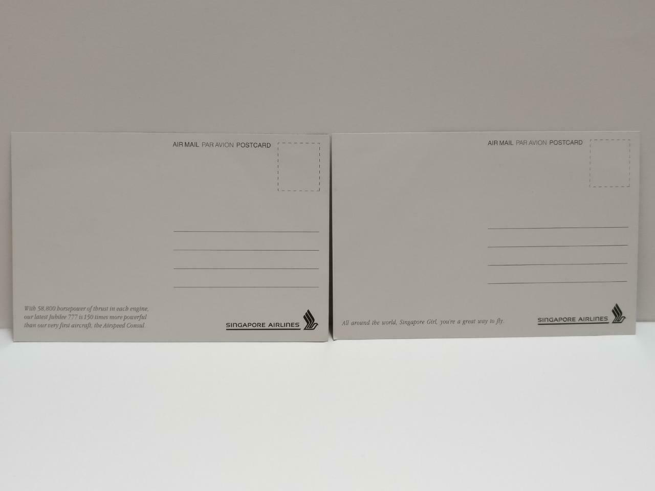 LUCKYPIGEON888 Singapore Airlines SIA Aircraft Plane Postcard Set Of 2 (E0442)