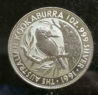 Australia Elizabeth II 5 Dollars Kookaburra 1991 1oz Silver Coin Capsule (C039)
