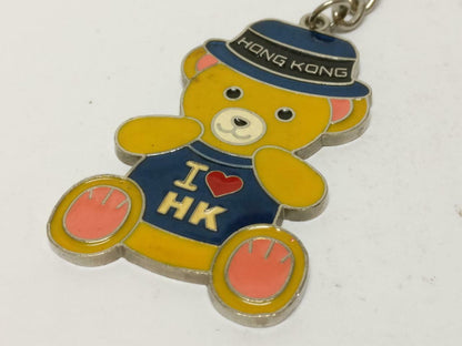 LP888 Vintage I Love Hong Kong Cute Bear With Hat Metal Keyring Keychain F/S (B784)