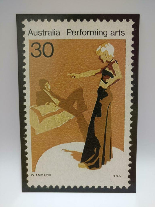 LUCKYPIGEON888 Woman On Australia Postage Stamp Performing Arts Postcard (E0024)