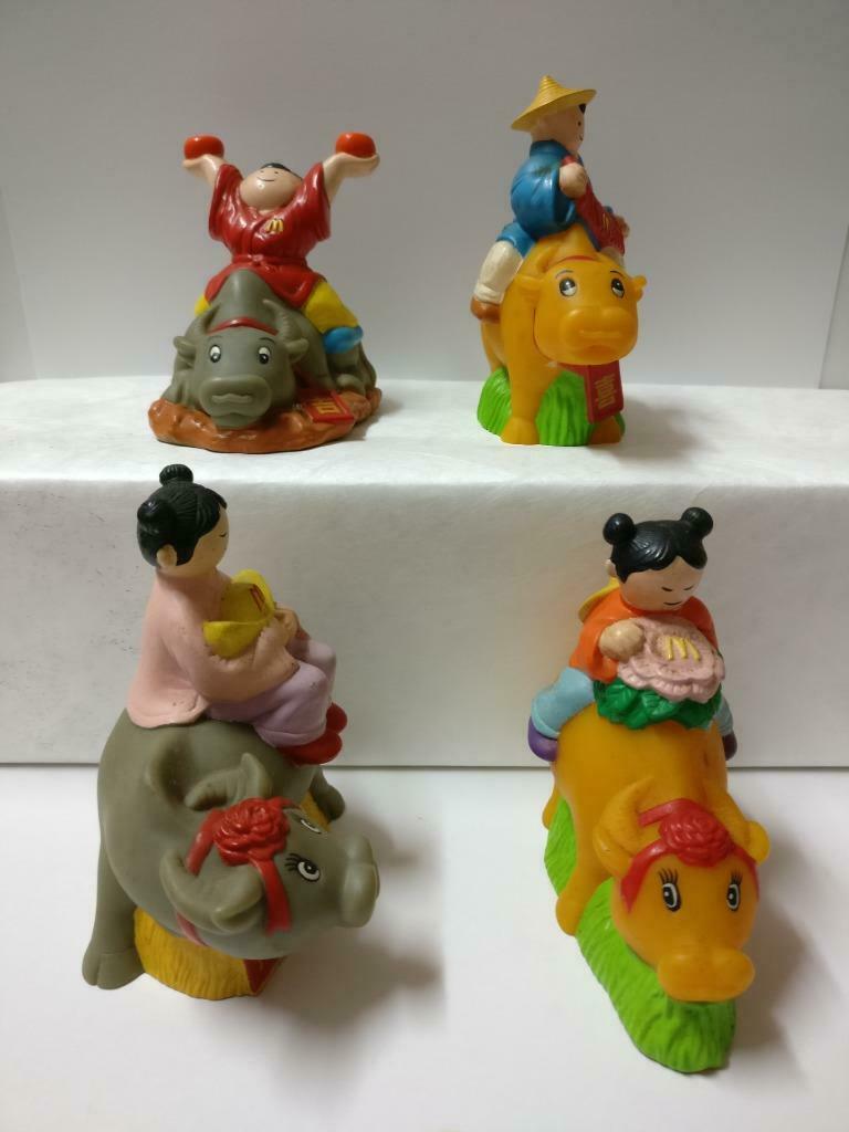 Singapore McDonalds Chinese New Year Girl Boy Ox Figure Toys x4 F/S (FTY005) *25