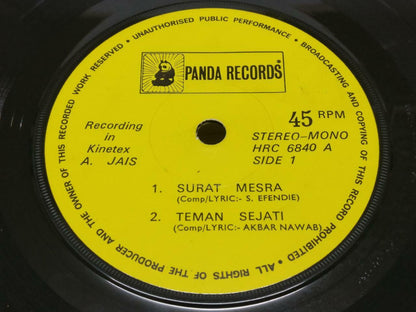 Malay Ahmad Jais Orkes Salayang Pandang Surat Mesra Singapore 7" EP 45 RPM EP347