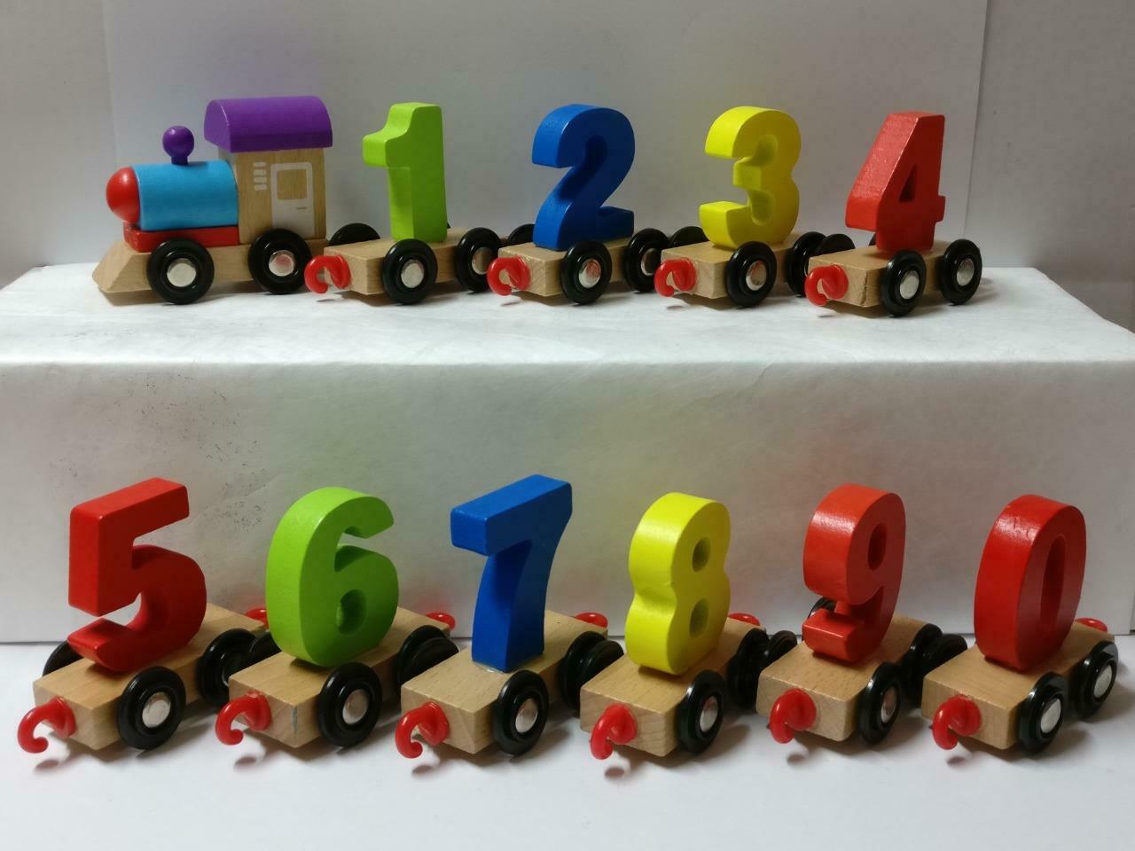 Colourful Wooden Number Train Set Math Figure Toys x11 Lot F/S (FTY017) *35