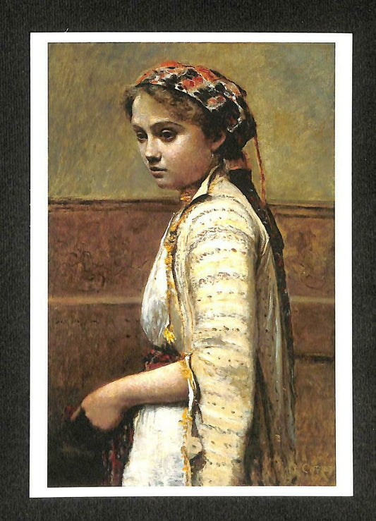 LUCKYPIGEON Corot Mademoiselle Dobigny Woman Headband Painting Postcard (C1582)