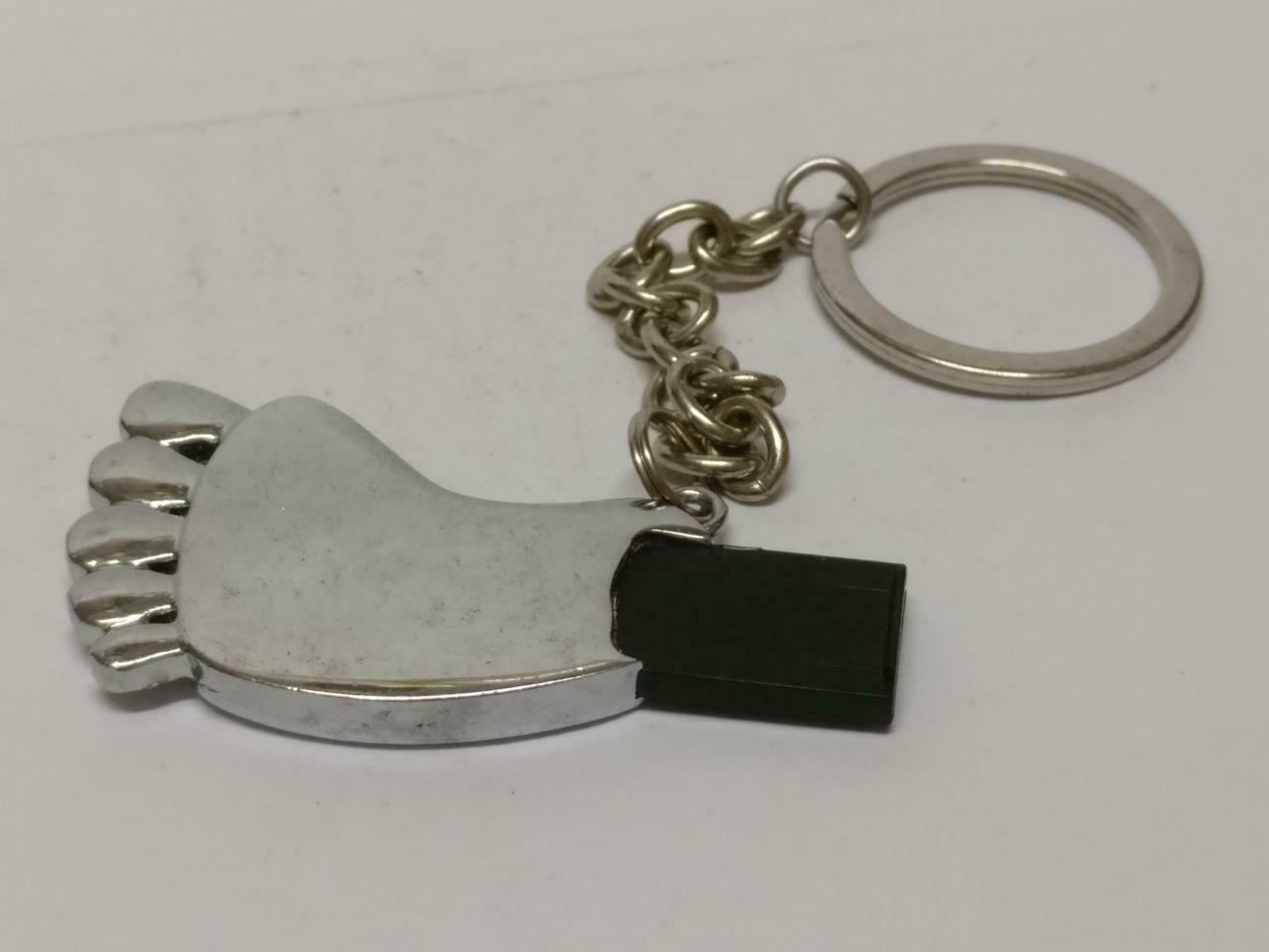 LP888 Vintage Mini Foot Footprint Silver Tone Metal Case Keychain Keyring F/S (B724)