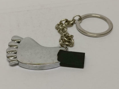 LP888 Vintage Mini Foot Footprint Silver Tone Metal Case Keychain Keyring F/S (B724)