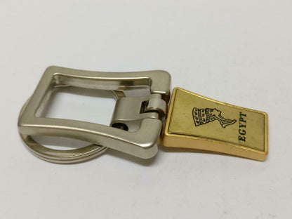LP888 Rare Vintage Egypt Queen Gold Silver Tone Metal Keyring Keychain F/S (B789)