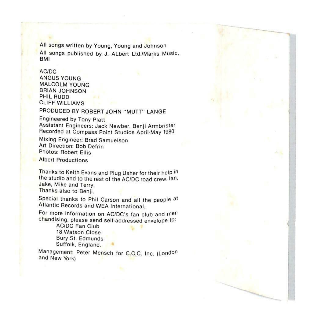 Rare AC/DC Back In Black Hells Bells 1980 Atlantic English Red Cassette CT882