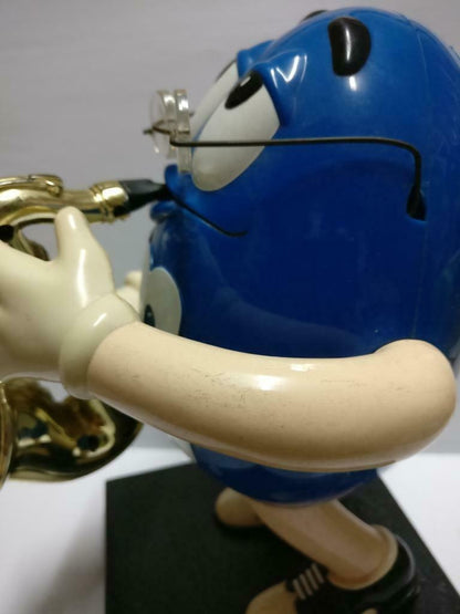 M&M's M&M Chocolate Blue Glasses Saxophone Candy Dispenser No Box  (A2183) *5