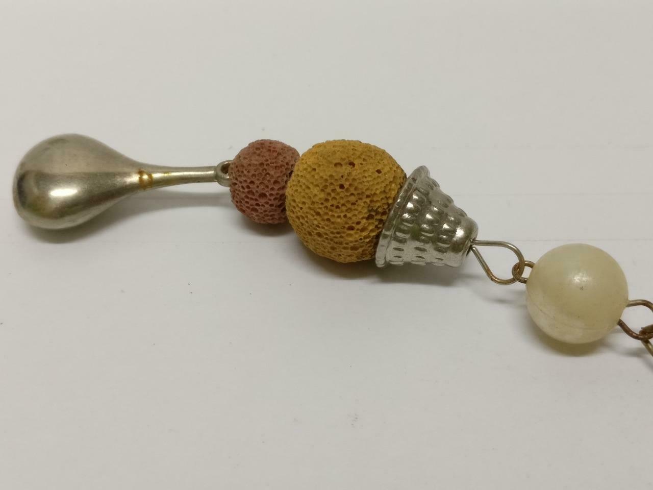 LP888 Rare Vintage Star Faux Pearl Flower Bag Multi Charms Keychain Keyring F/S (B834)