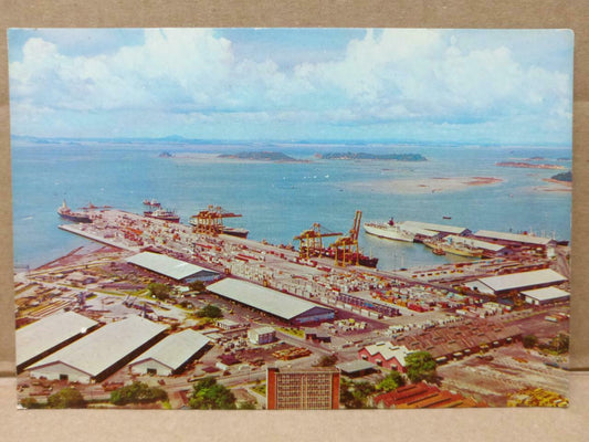 LUCKYPIGEON Aerial Bird Eye View Of Singapore Harbour Postcard (C1920)