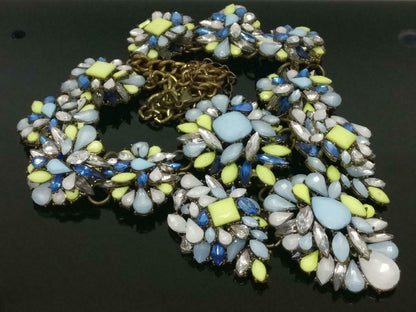 CJ888 Vintage Beautiful Pastel Flower Bronze Women Estate Necklace F/S J530