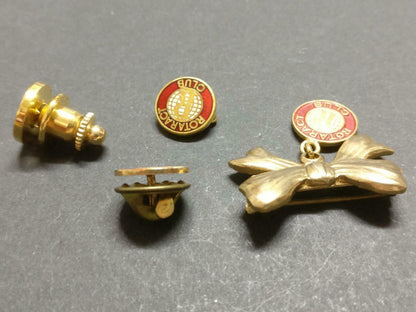Vintage Rotaract Club Gold Tone 4 x Mini Pin Badge Button F/S B880
